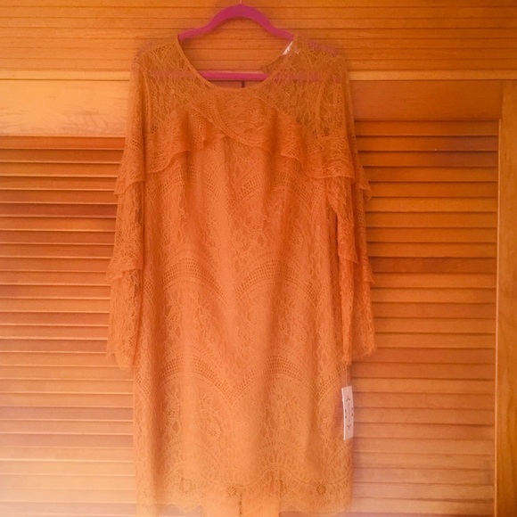 Nanette Lepore-Long sleeve Lace shift dress with ruffles sz 12 - Picture 4 of 4